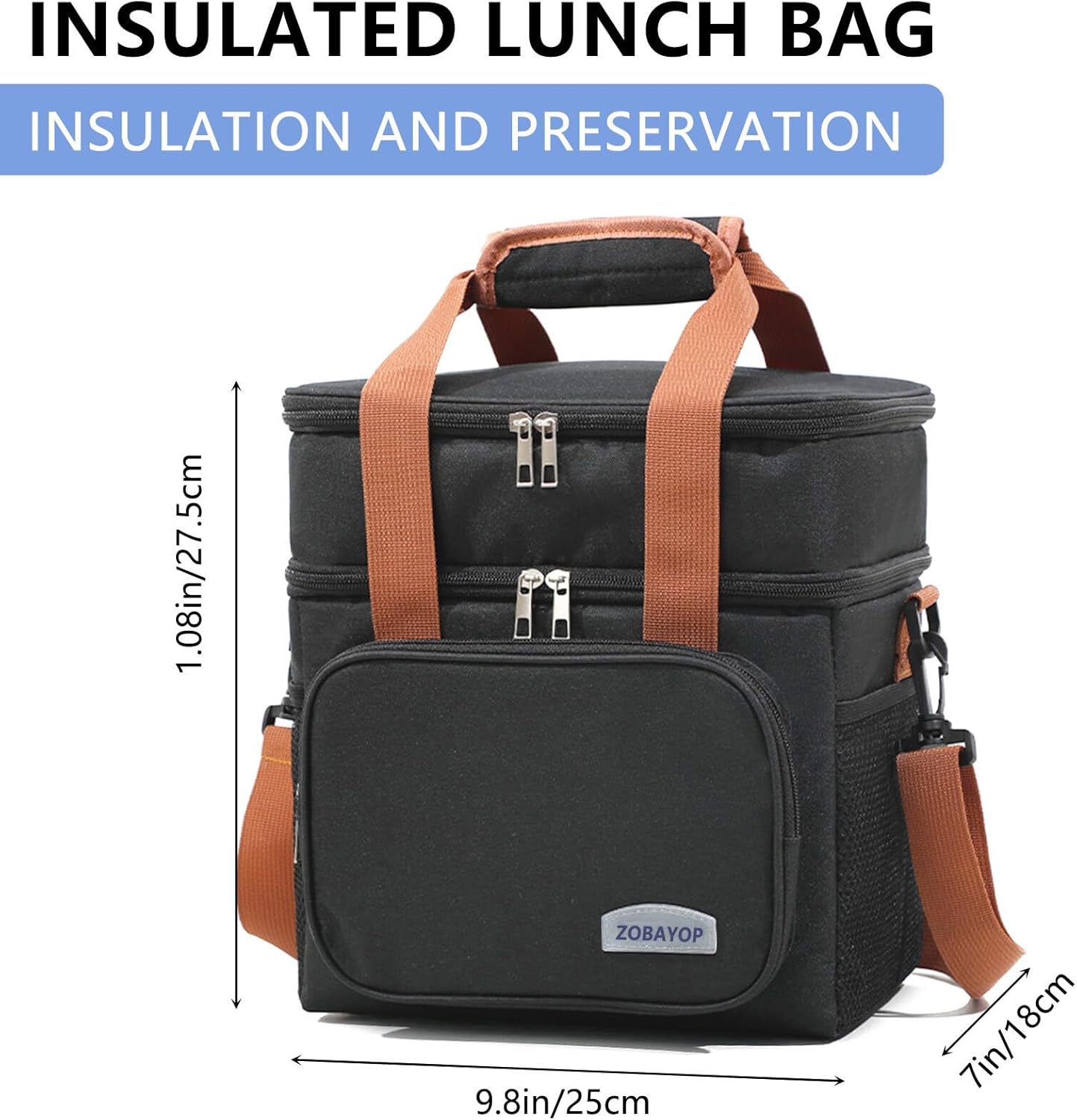 Inslulated Lunch Bag Box for Adults Men Women Resuable Large for Working Camping Travel Picnic Blue - Image 4