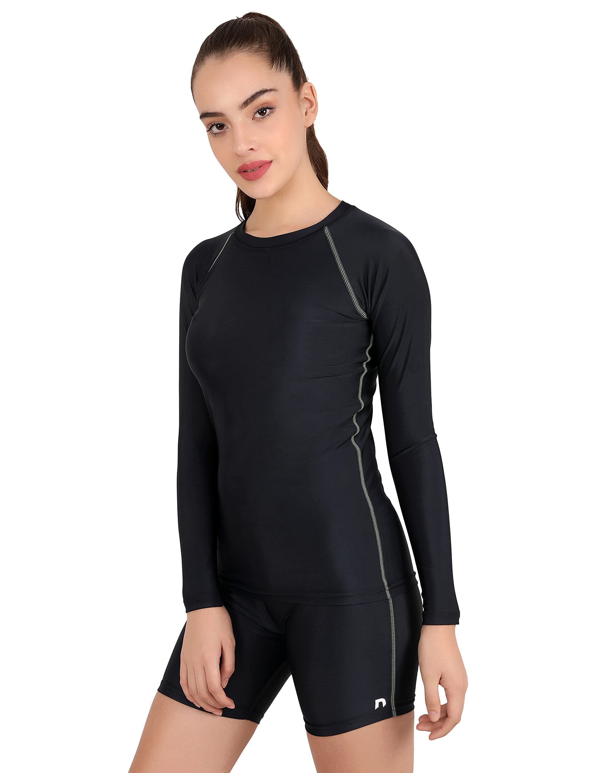 Polyester (Ultima Compression Top Full Sleeve Tights Women T-Shirt for Sports (Black, Large)
