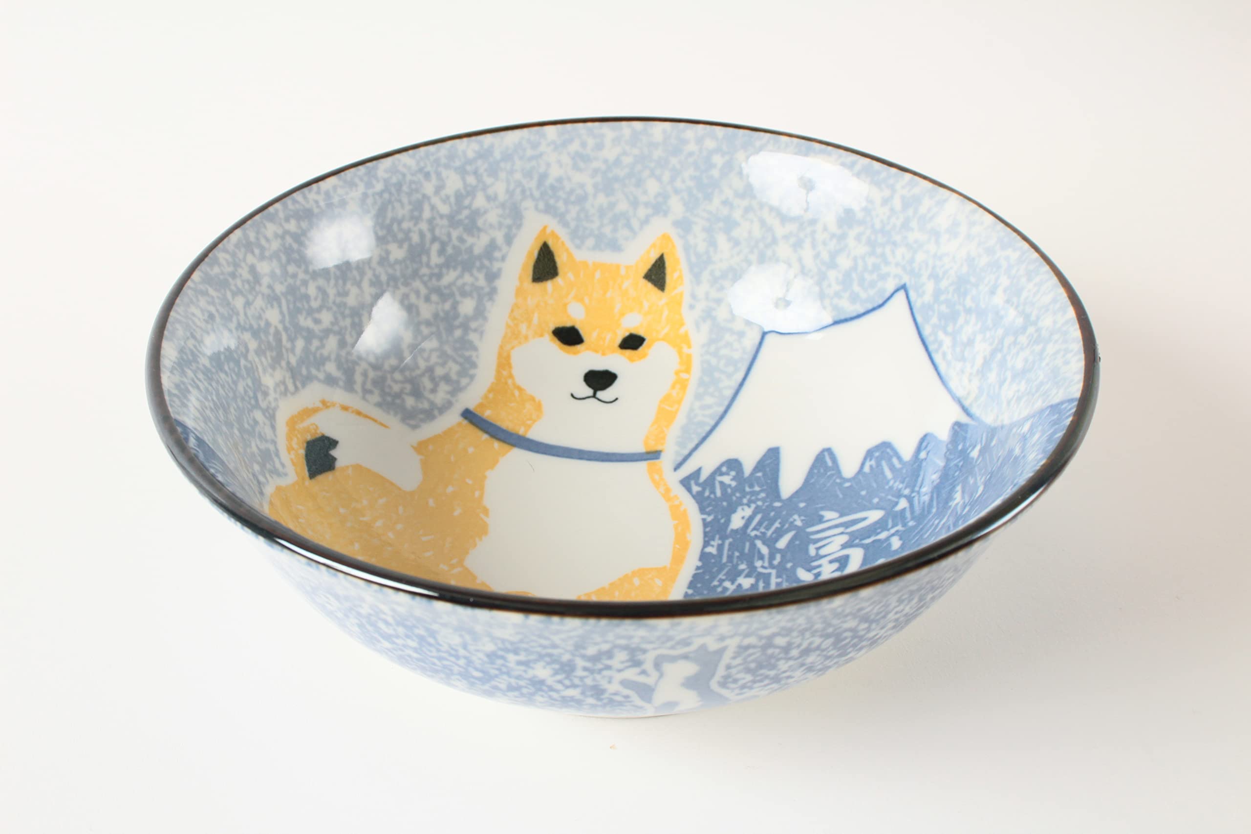 Amazon | 美濃焼 6.3寸ラーメン丼 2個セット 柴犬 富士山 日本製 青