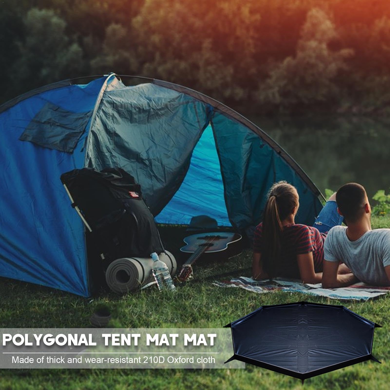 Tapis de Sol de Camping et de Pique-Nique – Bâche octogonale pour Une | utilisation en extérieur | Tapis de sol portable pour la plage, la randonnée, le hamac, tapis de pique-nique léger et impermé