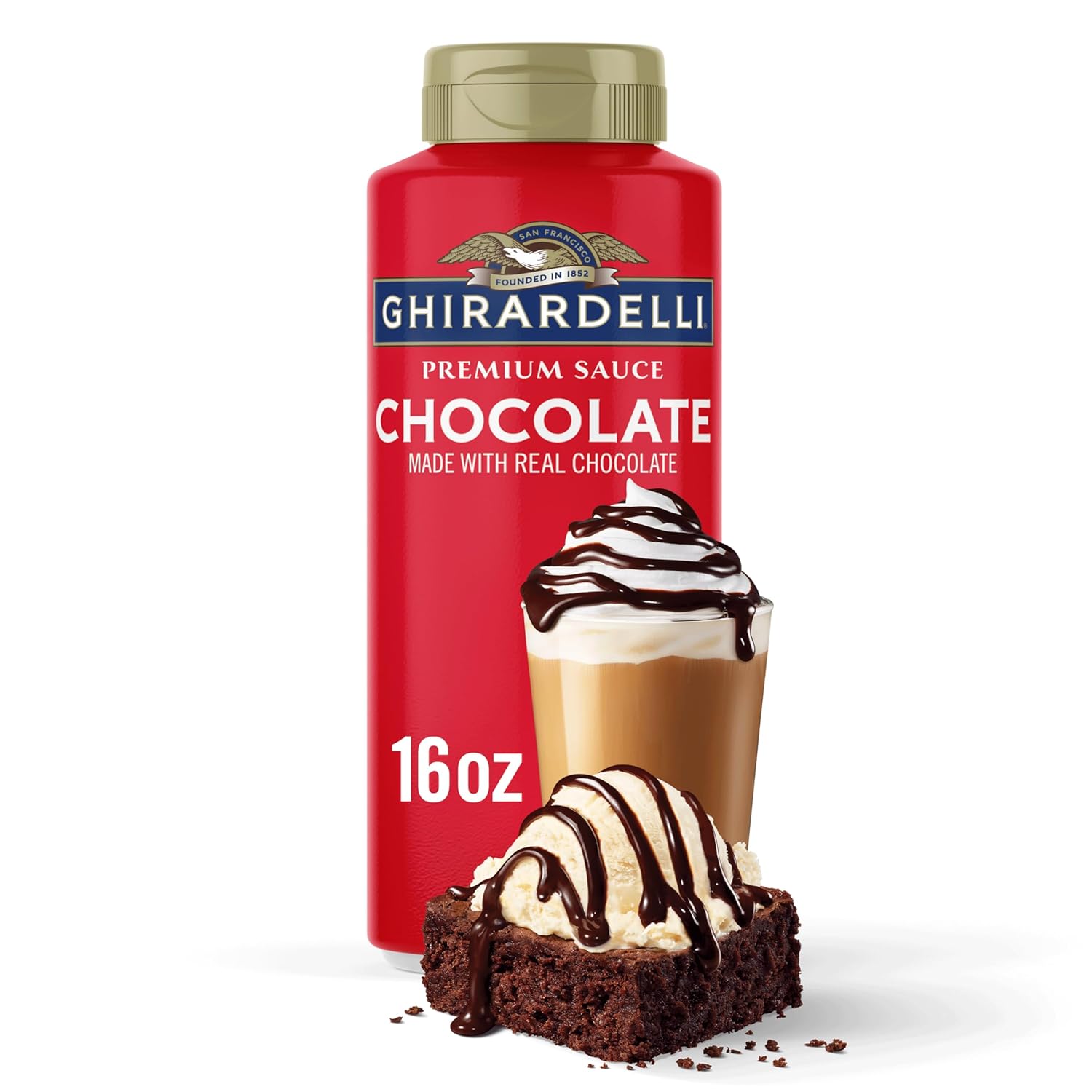 Ghirardelli Premium Chocolate Sauce 16 oz - Real Chocolate Dessert Topping for Ice Cream, Coffee & Baking
