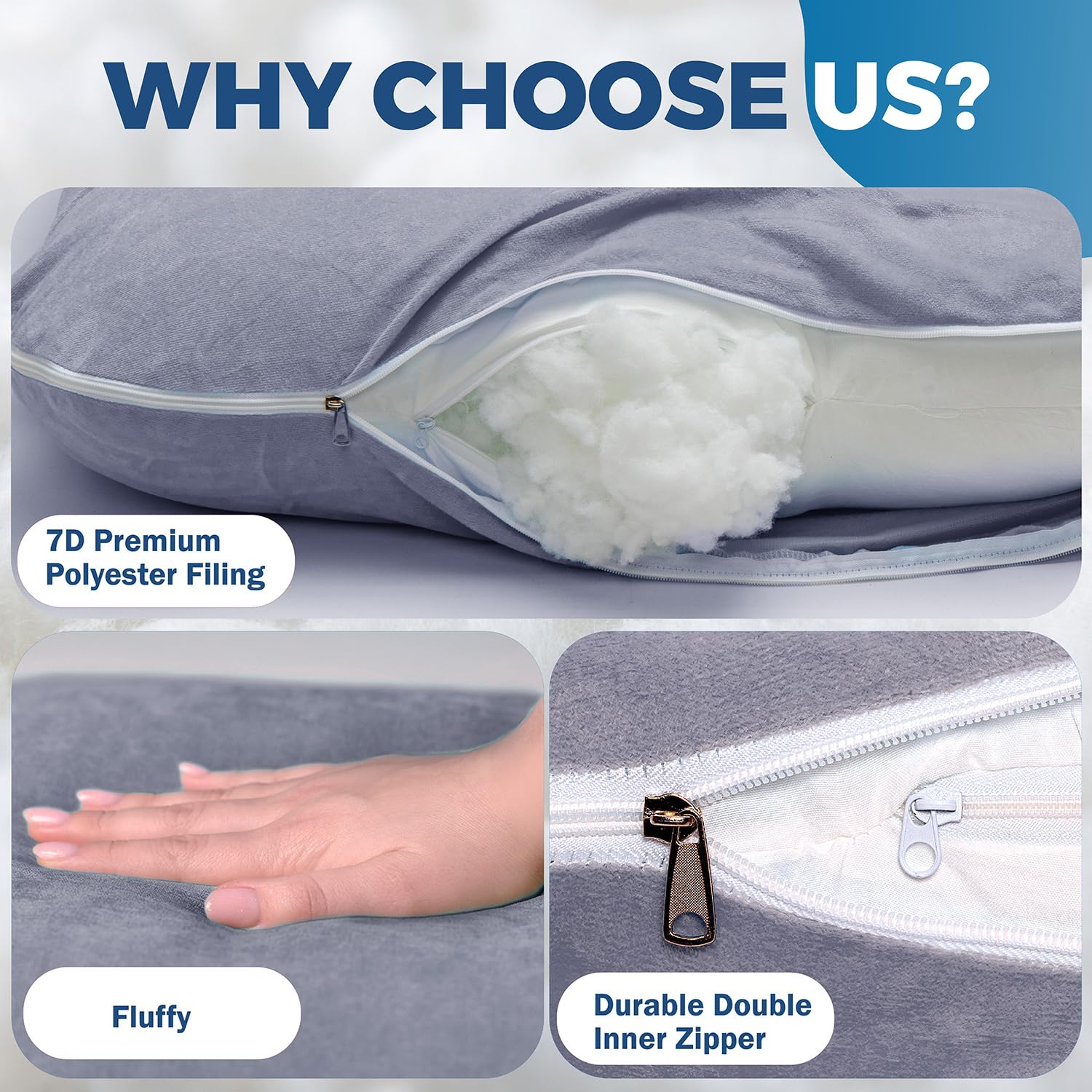 PILLANI Pregnancy Pillows for Sleeping - V C U Shaped Full Body Pillow with Removable Cover, 57inch Cooling Maternity Pillow for Pregnant Women, Support for Back Belly Legs Hip - Pregnancy Must Haves