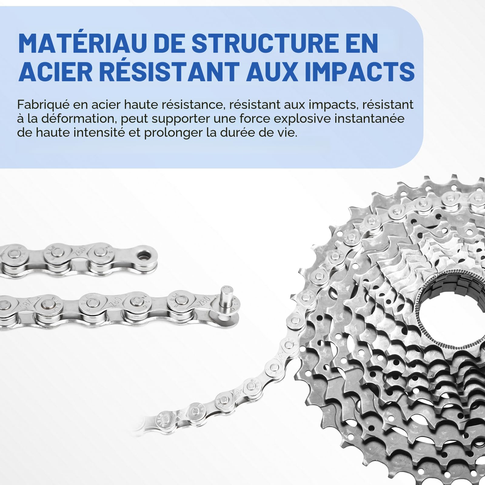 Kit Chaîne Vélo 6/7/8 Vitesses 116 Maillons - Acier Résistant, Avec Extracteur Et Maillons Rapides
