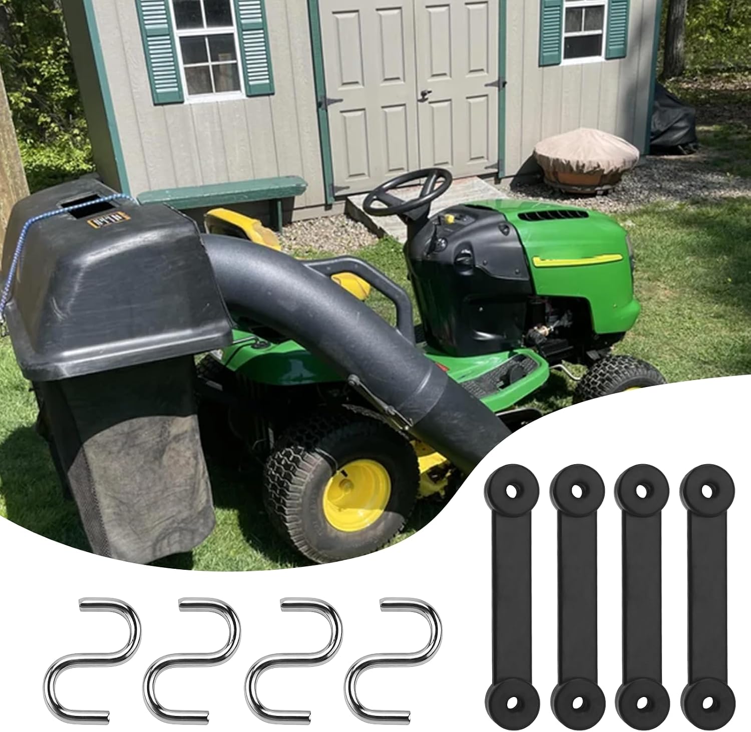 604475 Bungee Straps, Lawn Mower Bagging System Bungee Straps Replacement | Heavy Duty Rubber Tie Down Straps for Grass Catcher Frame 4-Pack