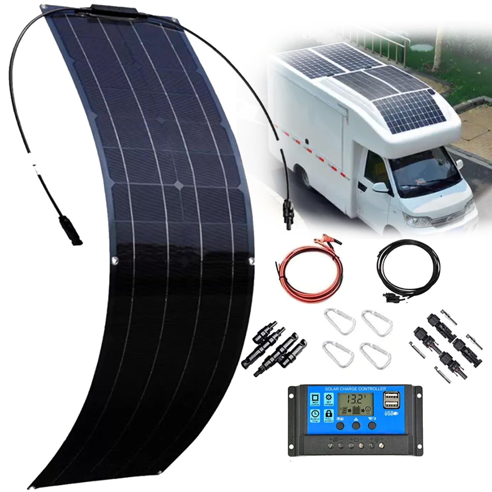 Flexible Solar Panel 200W 400W 800W Portable Solar Panels high Efficiency Solar Panels for Outdoor Solar generators Mobile RV Camping,Yacht Boat,Outdoor Adventures(200W)