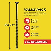 Vista 48 de Qualihome tornillos de punta afilada y rosca gruesa, tornillos cabeza trompeta núm. 2 para desarmador Phillips, 1 libra, negro, ideal