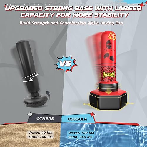 Miniatura 4 de 67'' Inflatable Punching Bag Freestanding for Kids Aged 3-12 Heavy Duty Boxing Set for Karate & Taekwondo, Stable Boxing Bag Active Kids Toy,