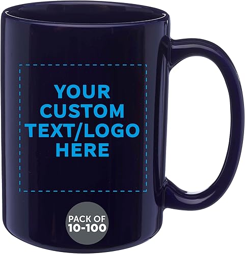 Miniatura 11 de DISCOUNT PROMOS Juego de 100 tazas de café de cerámica grandes personalizadas de 15 onzas, paquete personalizado a granel, perfectas para café, té