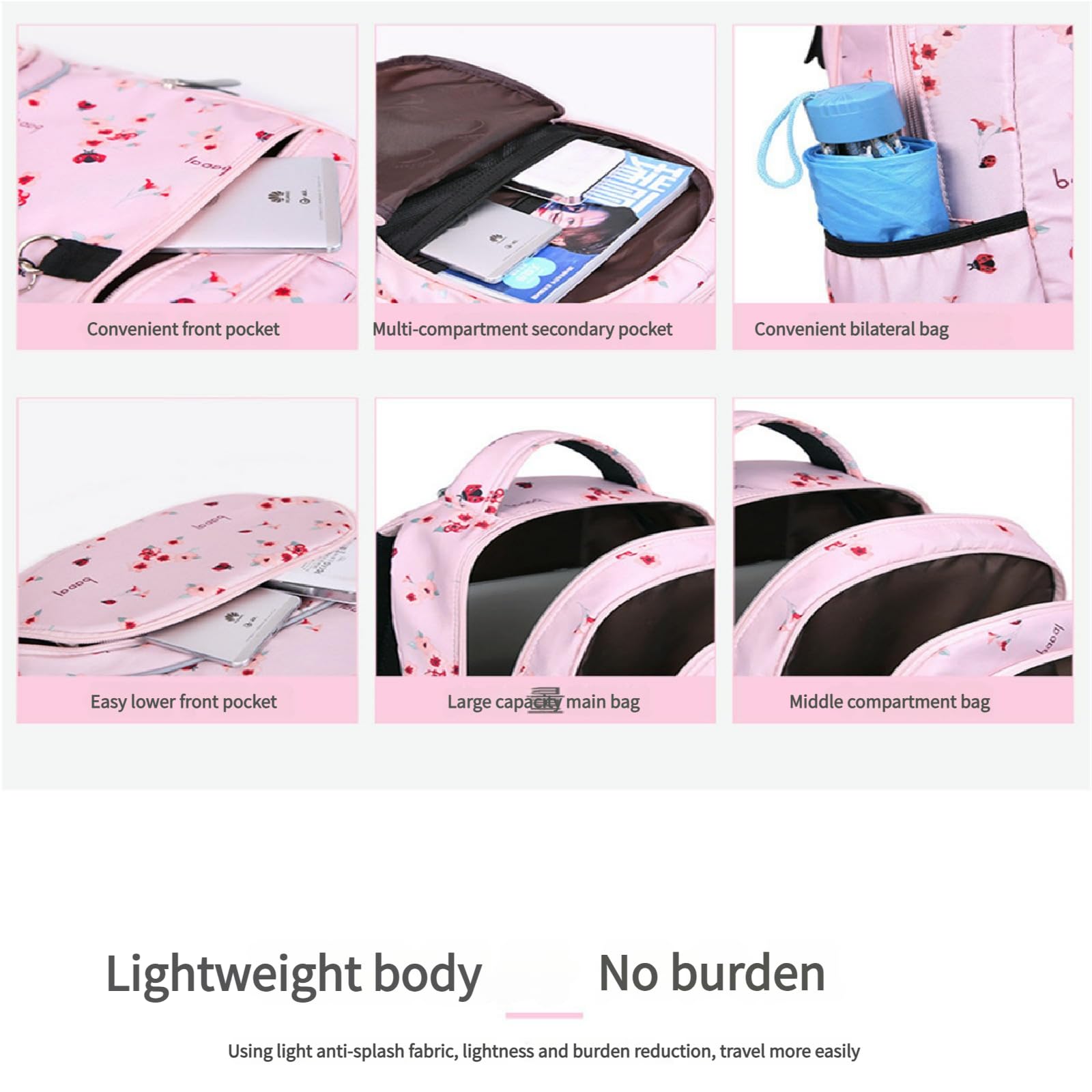 Plecak szkolny, gimnazjalny i podróżny Wodoodporny licznik z przegródkami - Sakura Black-16 cali