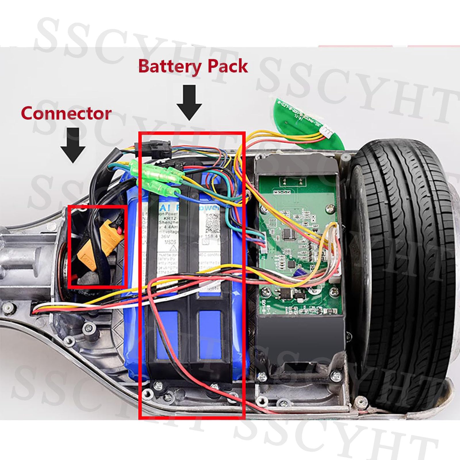 36V 2Ah/2000mAh Ersatz-Lithium-Akku (10S1P) für Hoverboards (36 Volt) mit XT60-Stecker, geeignet für 0-72Wh Balance-Cars, Einräder und Scooter.