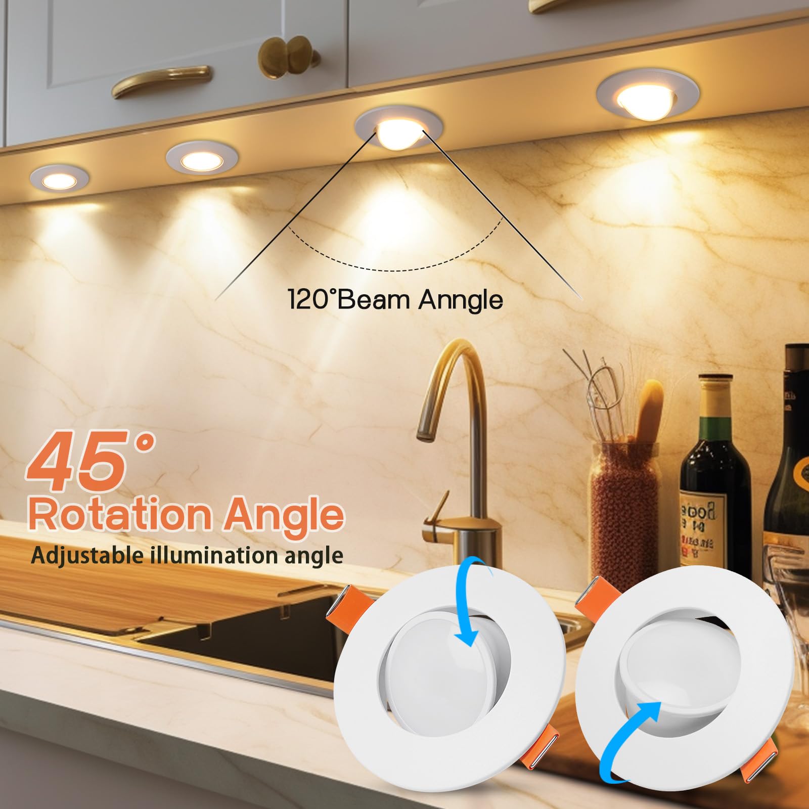 Reflektor LED wpuszczany biały ściemnialny ekstra płaski reflektor 5 W LED 220 V ciepła biel 3000 K neutralna biel 4000 K zimna biel 6000 K oświetlenie wpuszczane 68 mm, obrotowe reflektory sufitowe