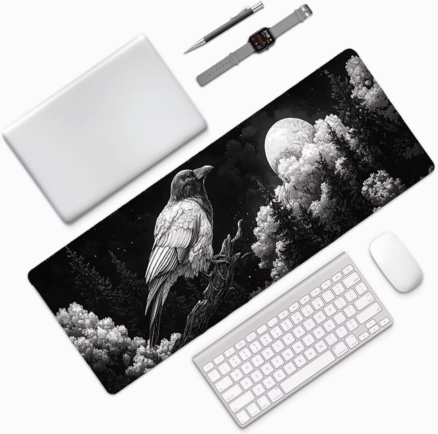 Lpfieonn Tiere Großes Schreibtischunterlage, XXL Schreibtischunterlagen, Schwarz XXL Wasserdicht Gaming Mousepad mit Vernähter Rand und Rutschfeste Gummibasis, für Laptop/Hause/Büro 120x60cm PF-3133