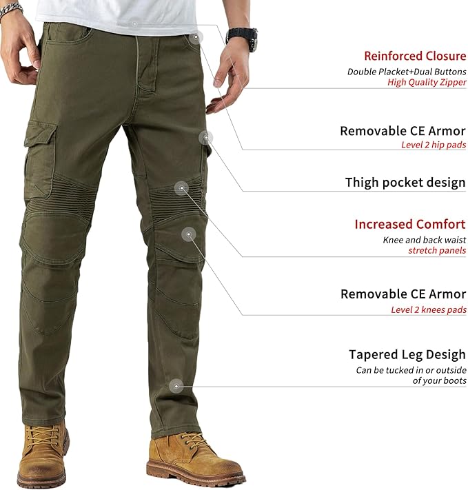 Motorcycle Pants for Men Motocross Riding Pants Motorbike Riding Denim Jeans Adventure Trousers with CE Armor