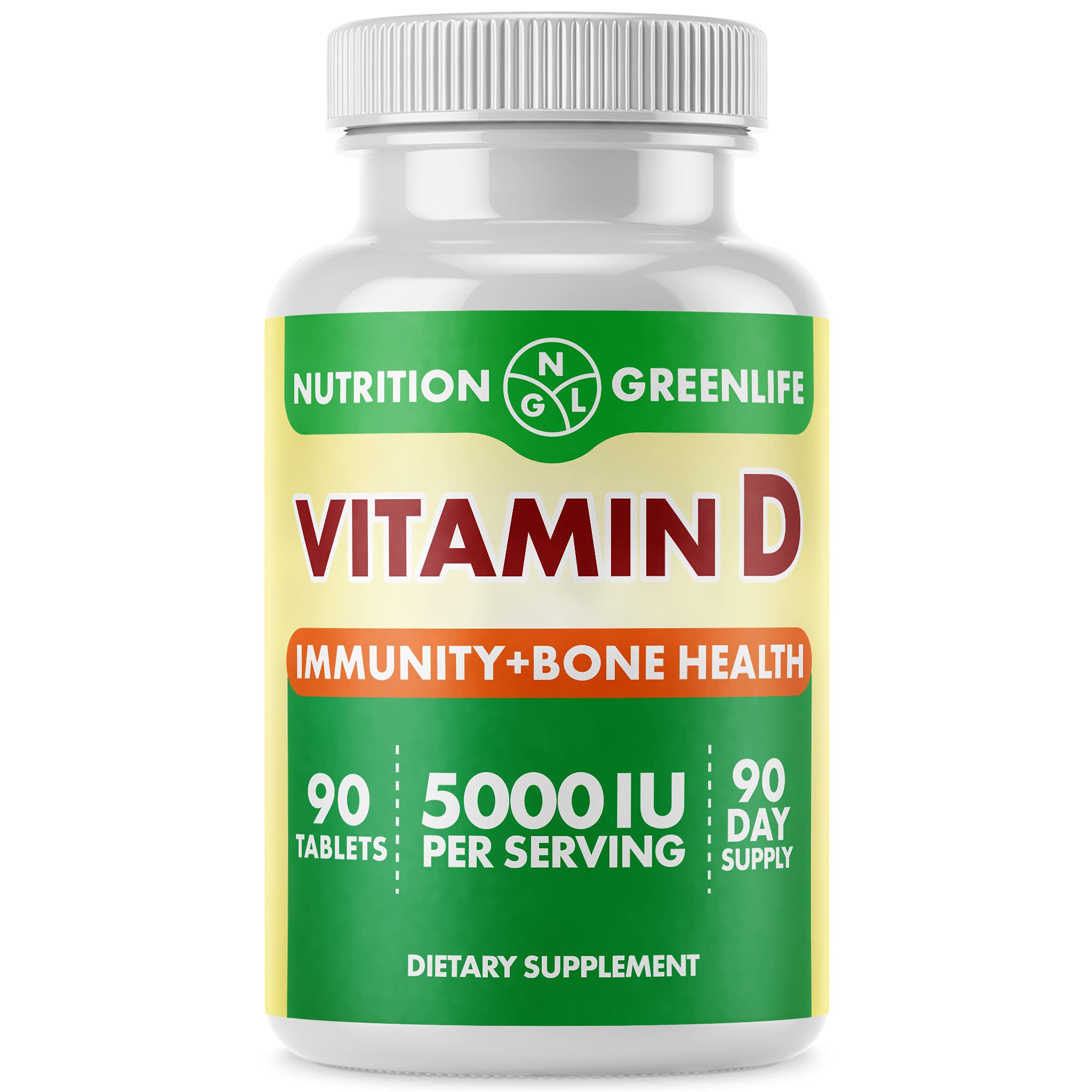 NGL Vitamin D3 5000IU for Immune Support and Muscle & Bone Support, High Bioavailability 90 Servings