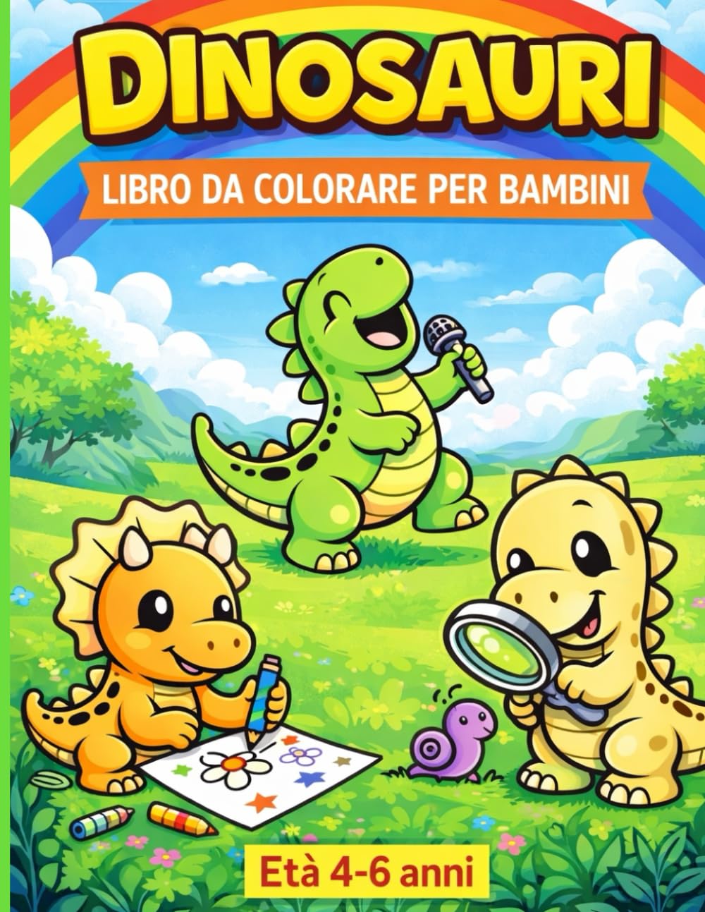 Dinosauri – Libro da Colorare per Bambini 4-6 ANNI: Album da colorare con dinosauri facili e simpatici per bambini in età prescolare e scuola dell'infanzia