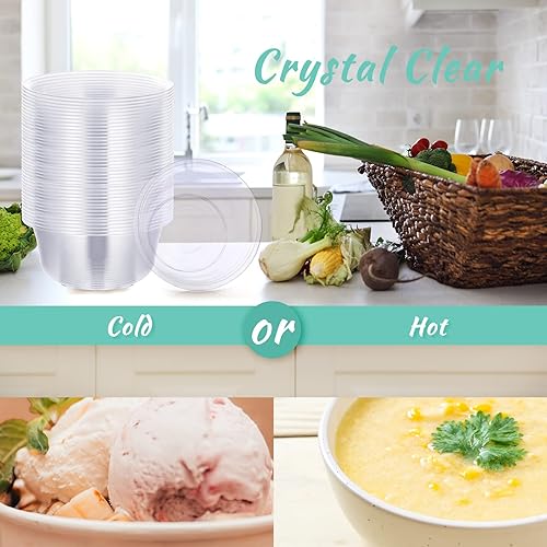 Miniatura 3 de Aoriher Paquete de 100 cuencos de plástico desechables de 16 onzas para boda, de plástico duro transparente para ensalada de Acai, cuencos de postre