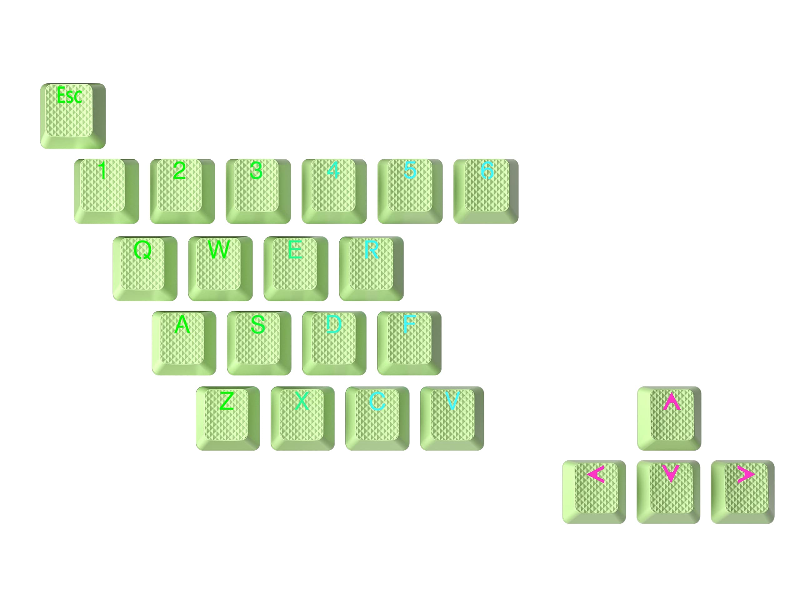 Ranked Rubber Keycap Set | Double Shot Translucent | OEM Profile for Mechanical Gaming Keyboard (Pistachio, 23 Keys)