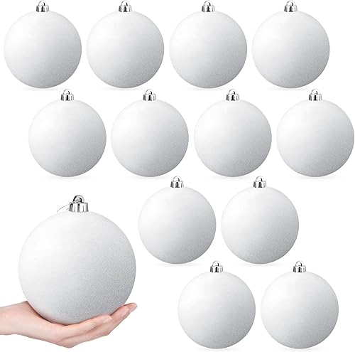 Miniatura 10 de Poen 12 adornos de bolas de Navidad grandes de 6 pulgadas, con purpurina, adornos de Navidad extra grandes, bolas de Navidad gigantes, decoraciones