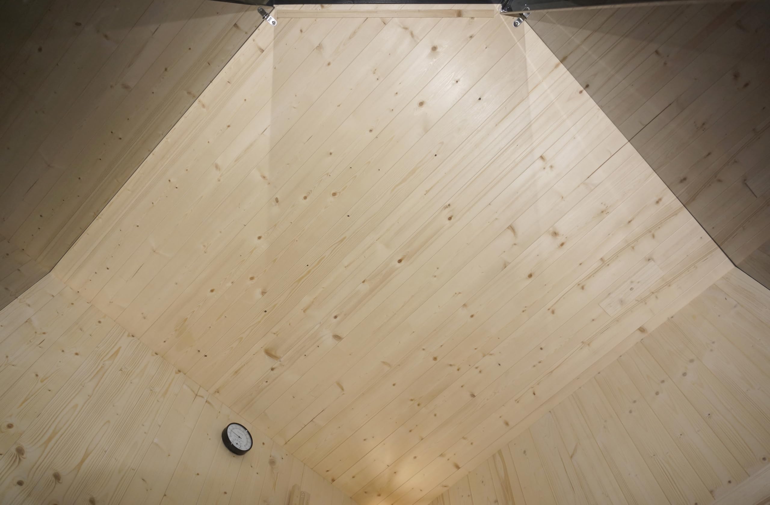 SANOTECHNIK Sauna FALUN XL für 2–3 Personen, Innensauna aus Fichtenholz mit 6,0 kW Harvia Saunaofen, Saunasteine & Zubehör, getöntes Sicherheitsglas, 150 x 150 x 200 cm