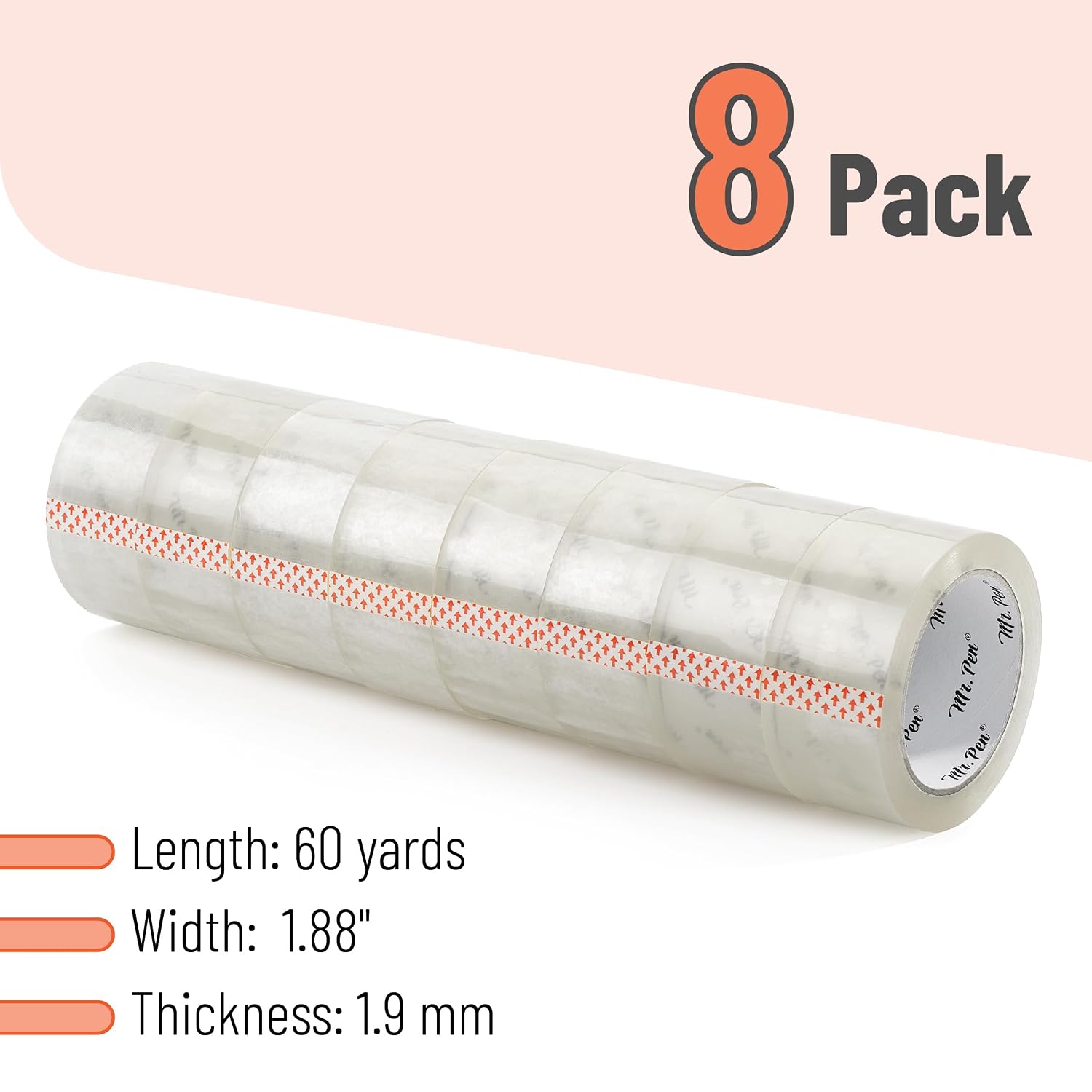 Mr. Pen- Packing Tape, 8 Pack, 2 Inch Wide, 60 Yards, Clear image 2