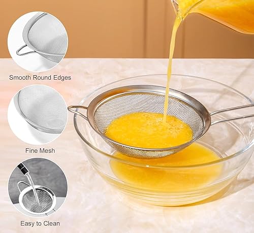 Miniatura 7 de Eleen Colador de acero inoxidable  Juego de 3 coladores de cocina disponibles (S, M, L)  Coladores perfectos para uso en cocina  Colador de malla