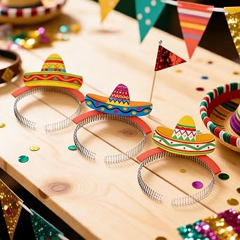 Mexican Party Decorations Sombrero Hat - 15 PC Colorful Sombrero Set