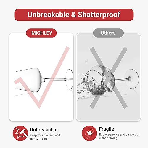 Miniatura 7 de MICHLEY Copas de vino flotantes para piscina, de 15 onzas, irrompibles de plástico Tritan con tallo de vino tinto, ideales para playa, bar, camping,