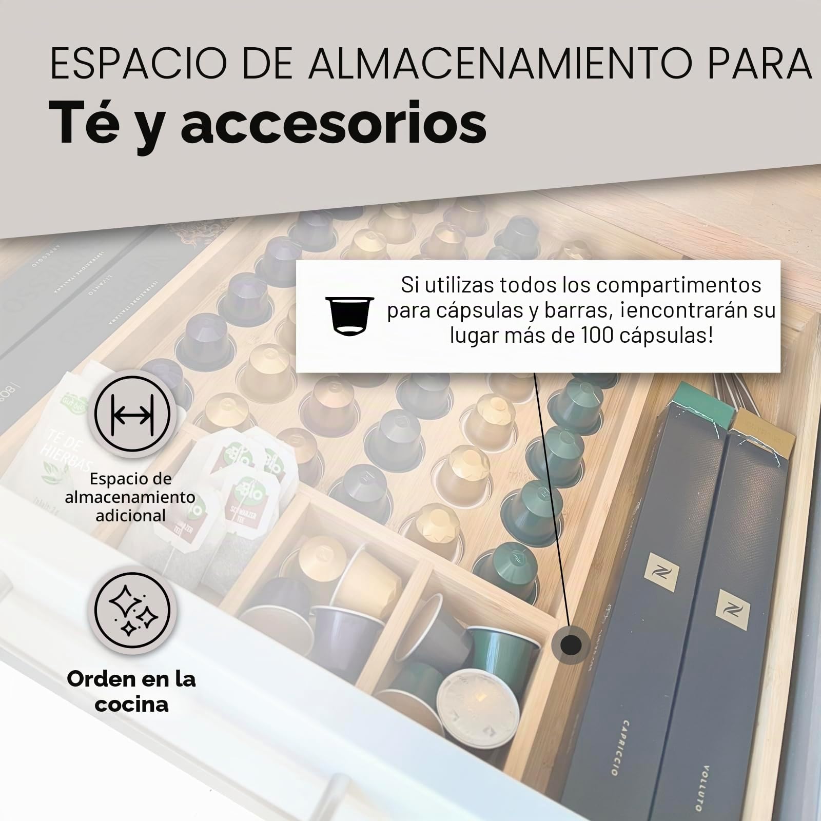 mahona Soporte para cápsulas de café, soporte para cápsulas, dispensador de cápsulas, soporte para cápsulas de café, caja de cajón, recipiente para cápsulas compatible con cápsulas Nespresso (soporte