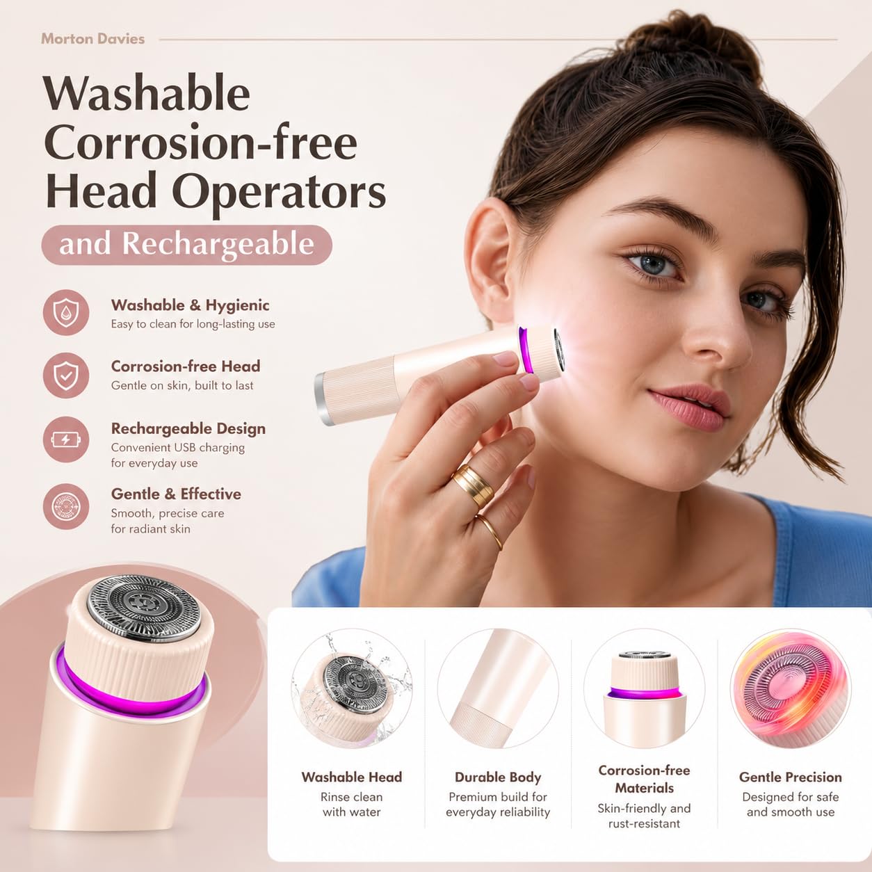 Portable Eyebrow Trimmer For Women, Epilator For Women, Facial Hair Remover For Women,Face, Lips, Nose Hair Removal Electric Trimmer (PH) 1