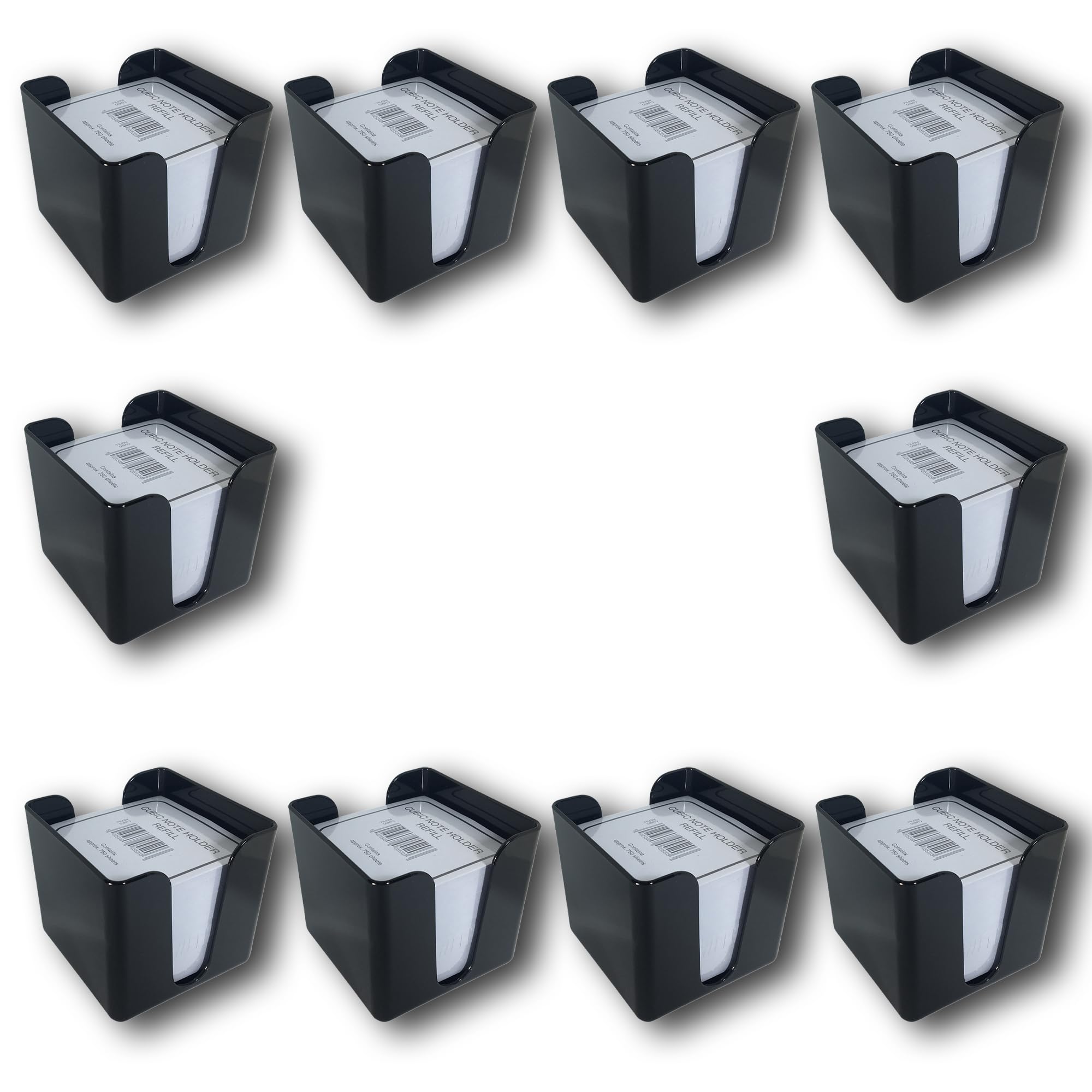 Deflecto Pack of 10 Desk Notes Cube - Black - Desktop Memo Block Refill - Cubic Desk Notepad Holder - Desk Memo Pad - Paper Block Cube Refill โ image 1