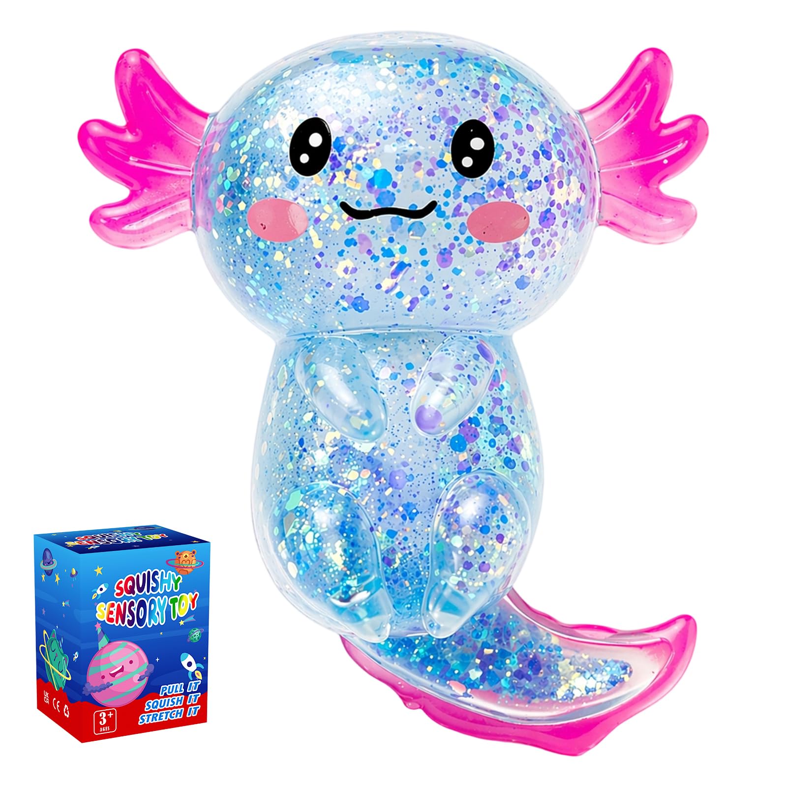 Axolotl Squishy Stress Relief Toy,Fidget Toys for Kids Youth Adult,Cute Malt Sugar Axolotl Toy Adults,Soft Squeeze Sensory Toy for Kids and Adults,Handheld Stress Ball for Anxiety and Focus (Orange) — image 1