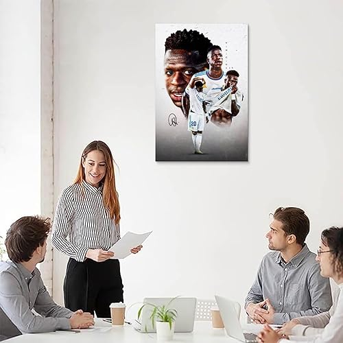 Miniatura 5 de LOGAUT Vinicius Jr Poster Vini Jr - Póster de fútbol firmado para pared, pintura estética para decoración del hogar, (V5111), sin marco, 24 x 36