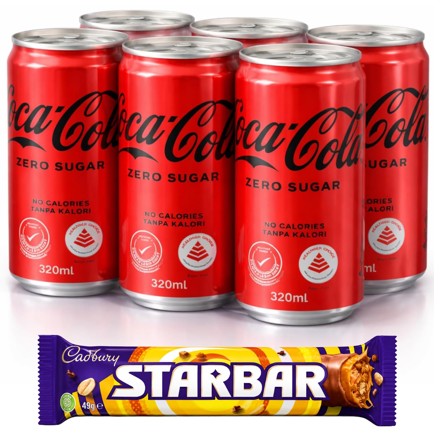 COCA COLA - Zero Sugar Soft Drink Cans (320ml x 6 Pack) By COUGAR | Refreshing Carbonated Beverage with Classic Cola Taste | No Sugar No Calories Drink for Parties, Meals & Daily Refreshment – (Imported-Malaysia)-image-2