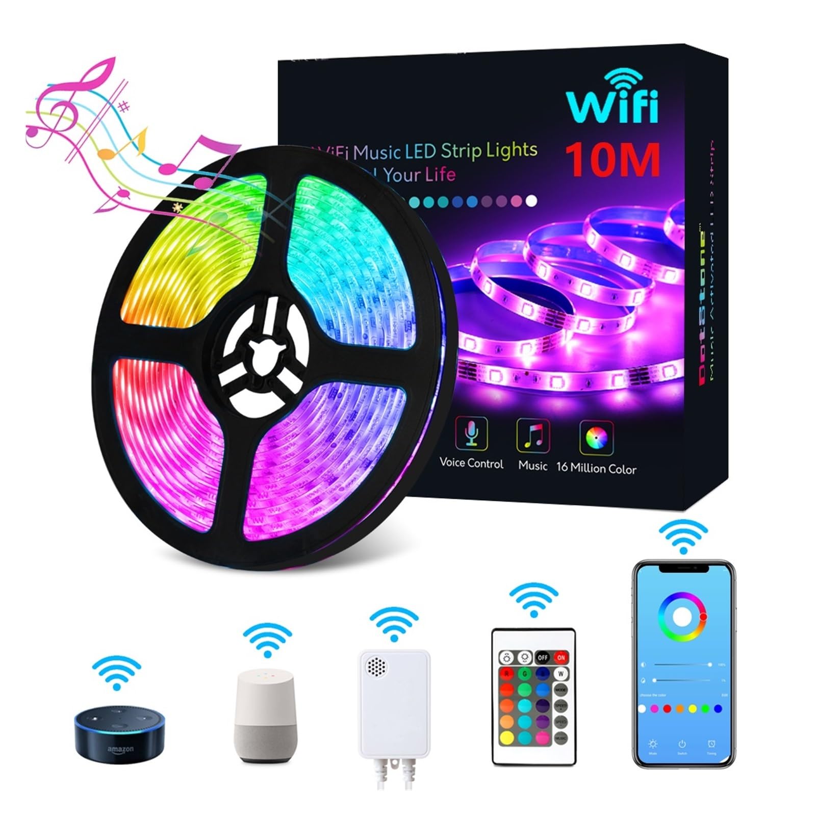 Tira de luz LED 5050RGB disco único 10M aplicación móvil control de música inteligente sistema de tira de luz wifi