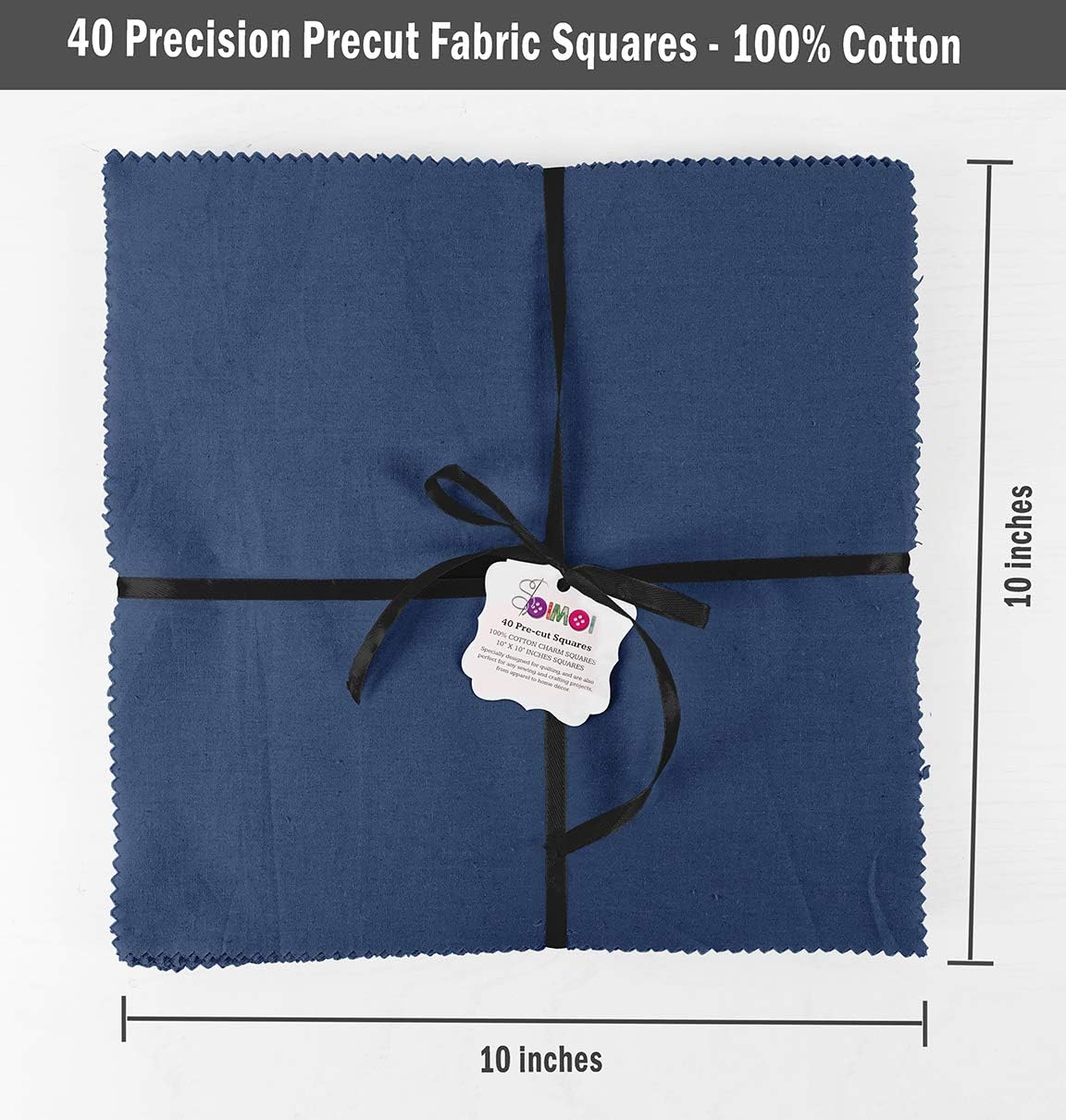 Soimoi Solid Royal Blue Precut 10 inch Cotton Fabric Bundle Quilting Squares Charm Pack DIY Patchwork Sewing Craft