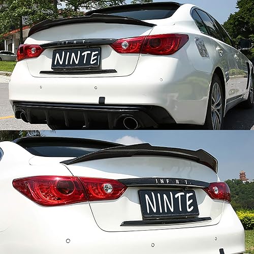 Miniatura 2 de NINTE Alerón para Infiniti Q50 Q50S Sedán 2014-2024, revestimiento de fibra de carbono ABS estilo PSM Tronco trasero Splitter Wing