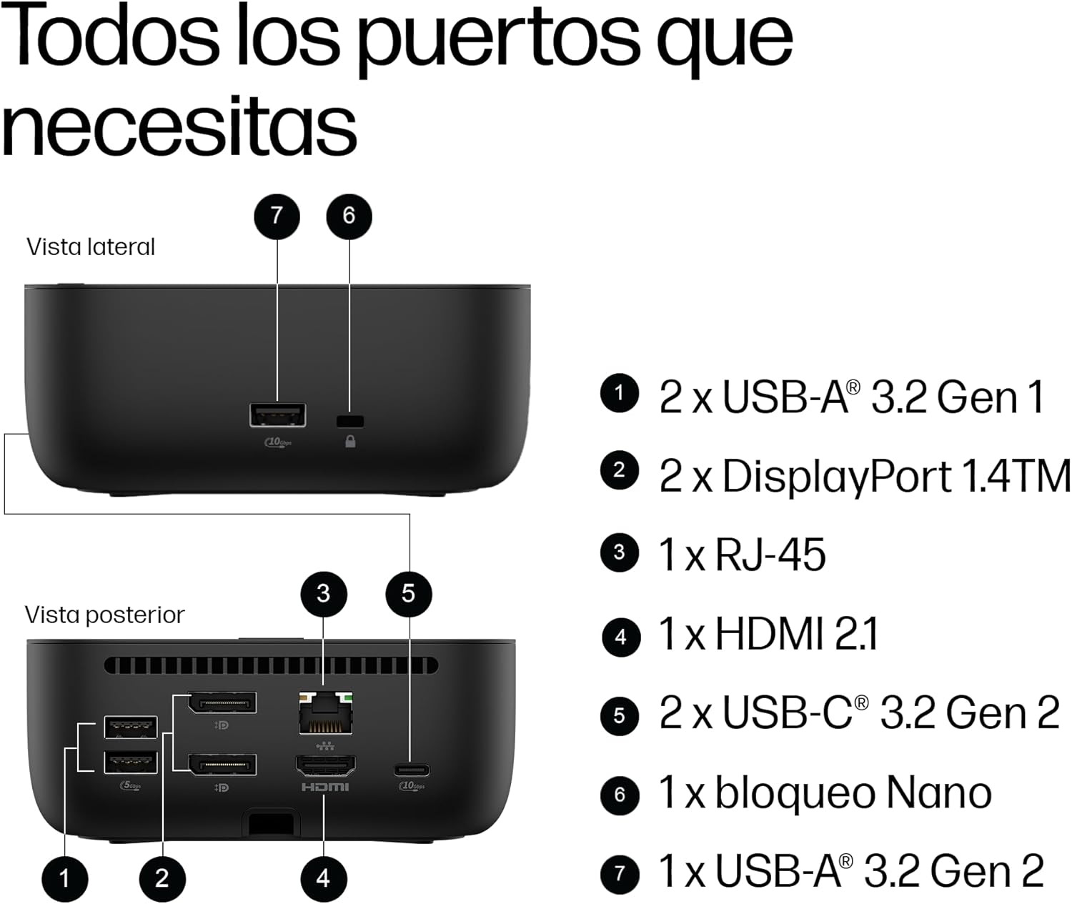 HP USB-C Docking Station 100W G6 / Estación de Acoplamiento Multipuerto con Cable – HDMI 2.1, 2X DisplayPort 1.4, 3X USB-A, USB-C, RJ45, Audio, Compatible con myHP, Windows, macOS y Chrome OS, Negro 10
