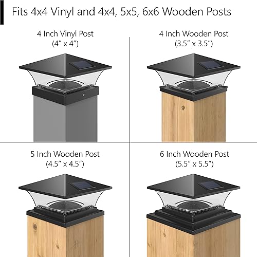 Miniatura 4 de Davinci Lighting Luces solares clásicas para exteriores, 4 x 4, 5 x 5, 6 x 6, luz LED brillante para postes de valla, terraza, jardín o patio, color