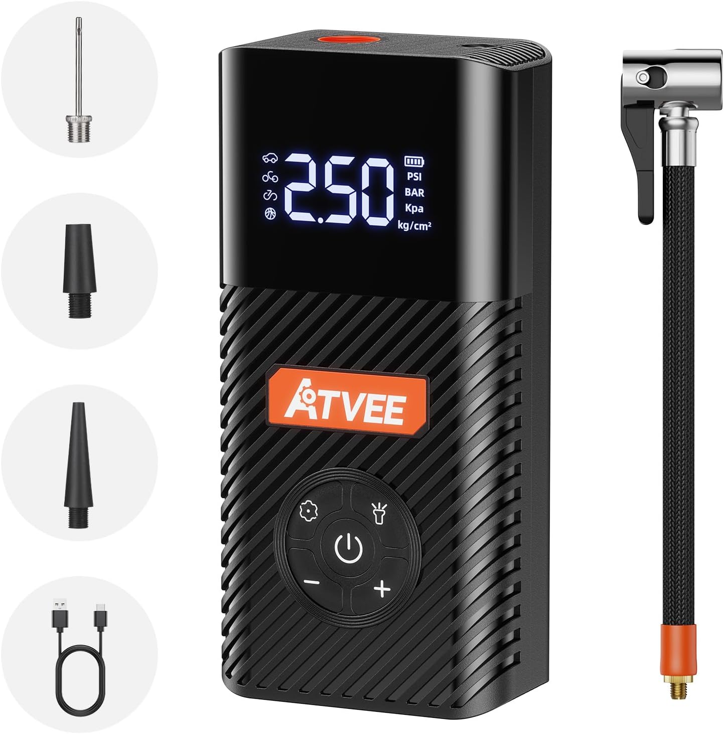 Bicycle Pump, 30s Fast Inflate Bike Pump with Gauge & Digital Display, 150PSI Portable Electric Bike Tire Pump with Presta & Schrader Valves for Road Bike, E-Bike
