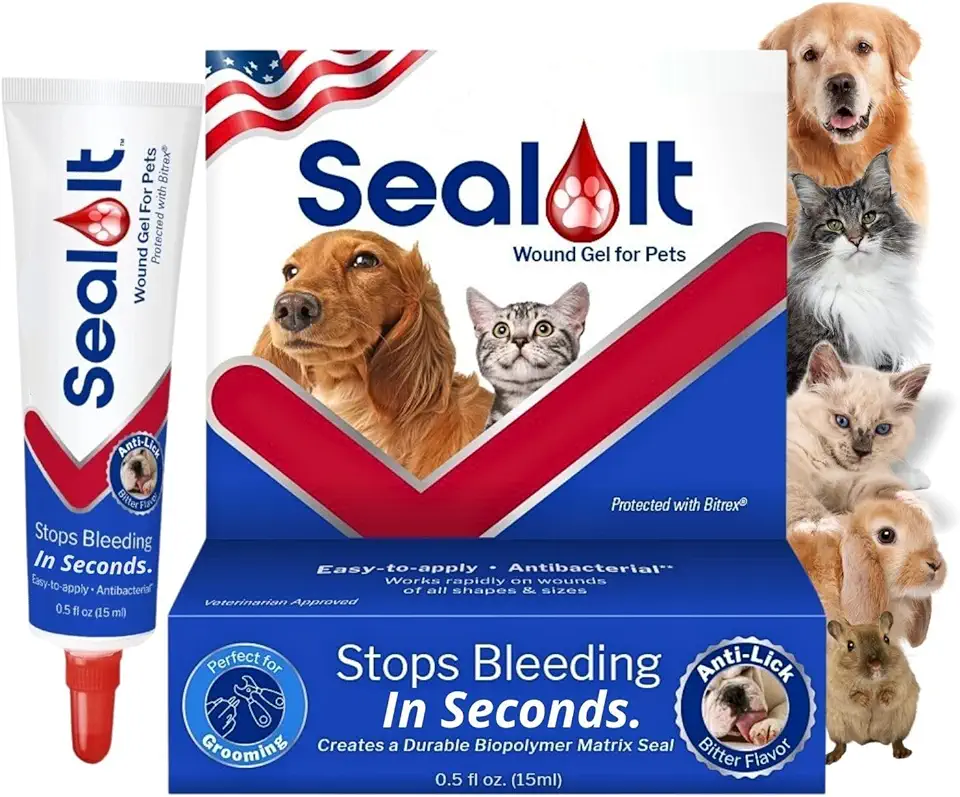 Dog Wound Care Gel – Styptic Powder Alternative for Dogs &amp; Cats | Quick Stop Bleeding for Cuts, Nails &amp; Scrapes | Liquid Bandage First Aid for Pets and Animals | Seal It® 15ml | Made in USA