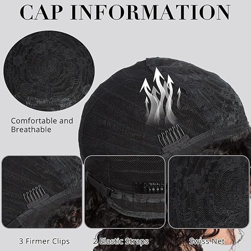 Miniatura 6 de Spotlight Pelucas de cabello humano Bob con flequillo de 10 pulgadas, pelucas cortas estilo Bob marrón degradado para mujeres negras, peluca de