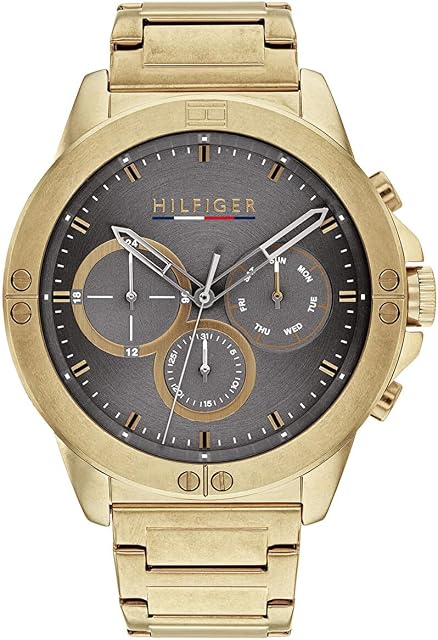 Tommy Hilfiger Analogue Multifunction Quartz Watch for men with Gold colored Stainless Steel bracelet - 1791891