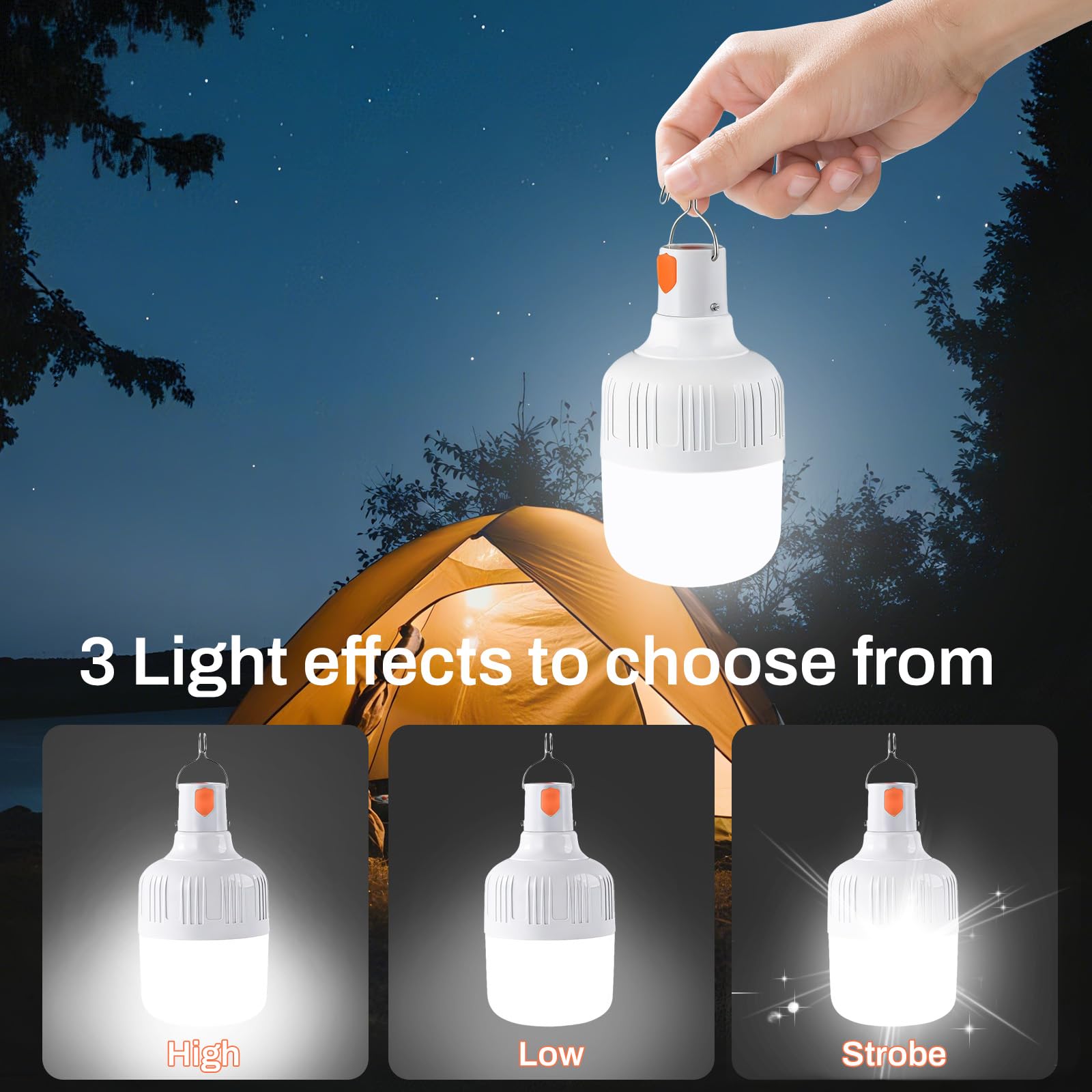 LED Lanterna da Campeggio, USB Ricaricabile Lampada da Campeggio, 3Luminosità Modalità di Illuminazione Lanterna Esterna Portatile per Terrazza Pesca Escursionismo (5 Pack)