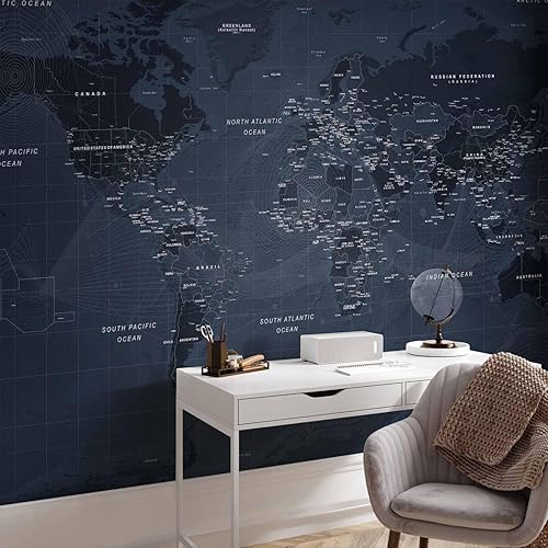 Miniatura 6 de artgeist Mural de pared premium mapa del mundo, 138 x 101 pulgadas, papel tapiz no tejido XXL, decoración de pared de vellón, impresión fotográfica,