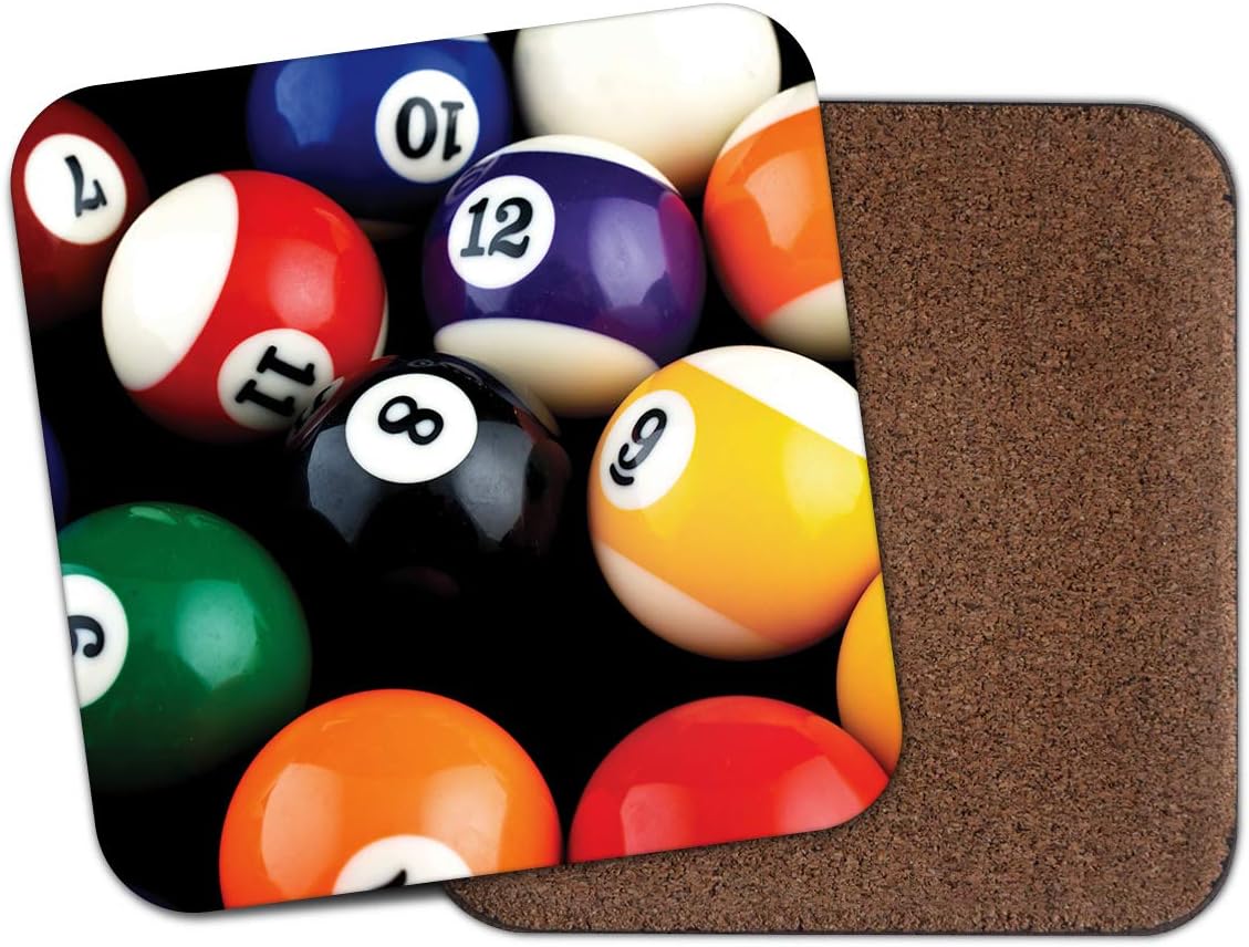 Awesome Pool Balls Coaster - 8 Ball Snooker Cool Game Stripes Dad Gift #12836