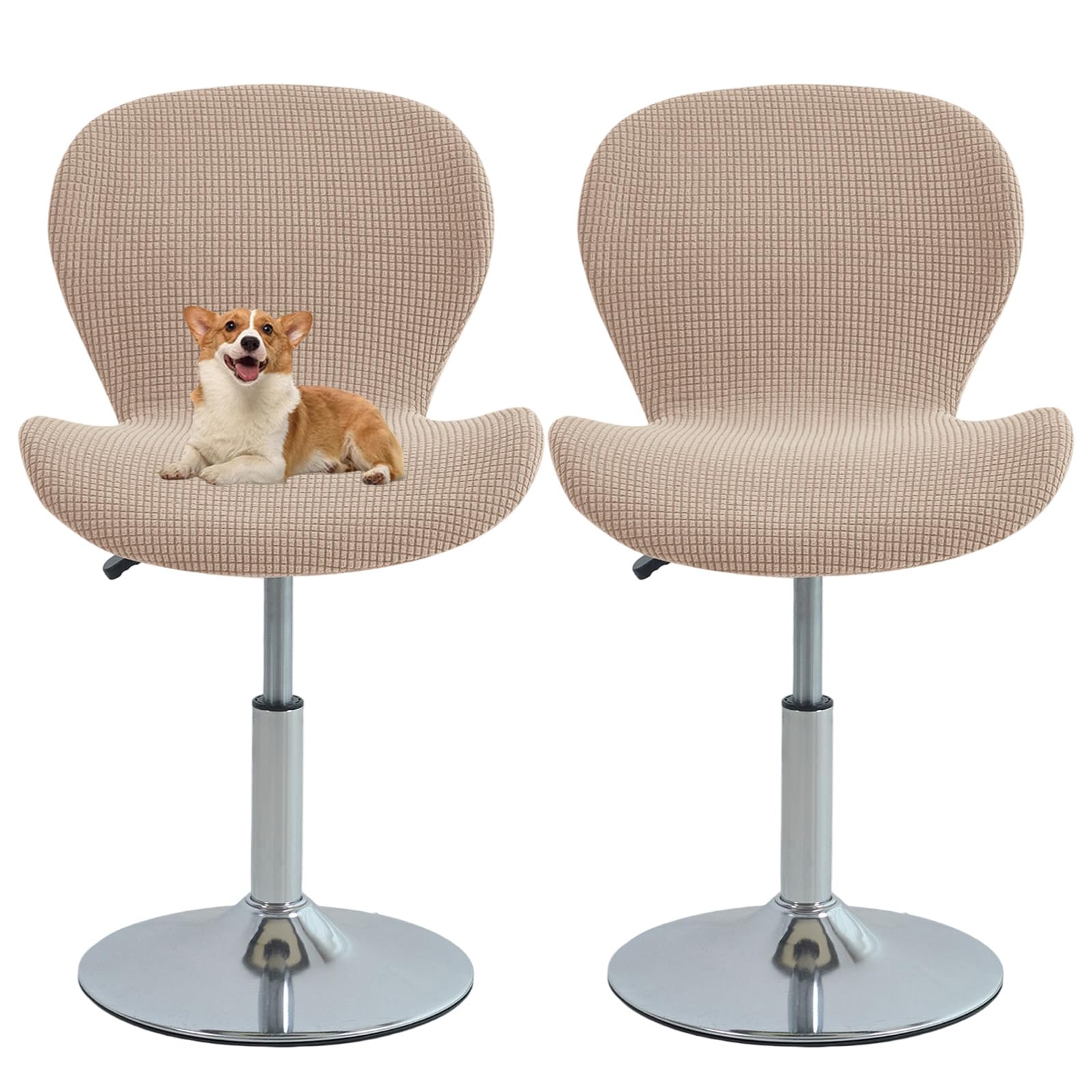 GUYIRT Curved Back Bar Stool Chair Covers, Stretch Fit (khaki,set of 2)