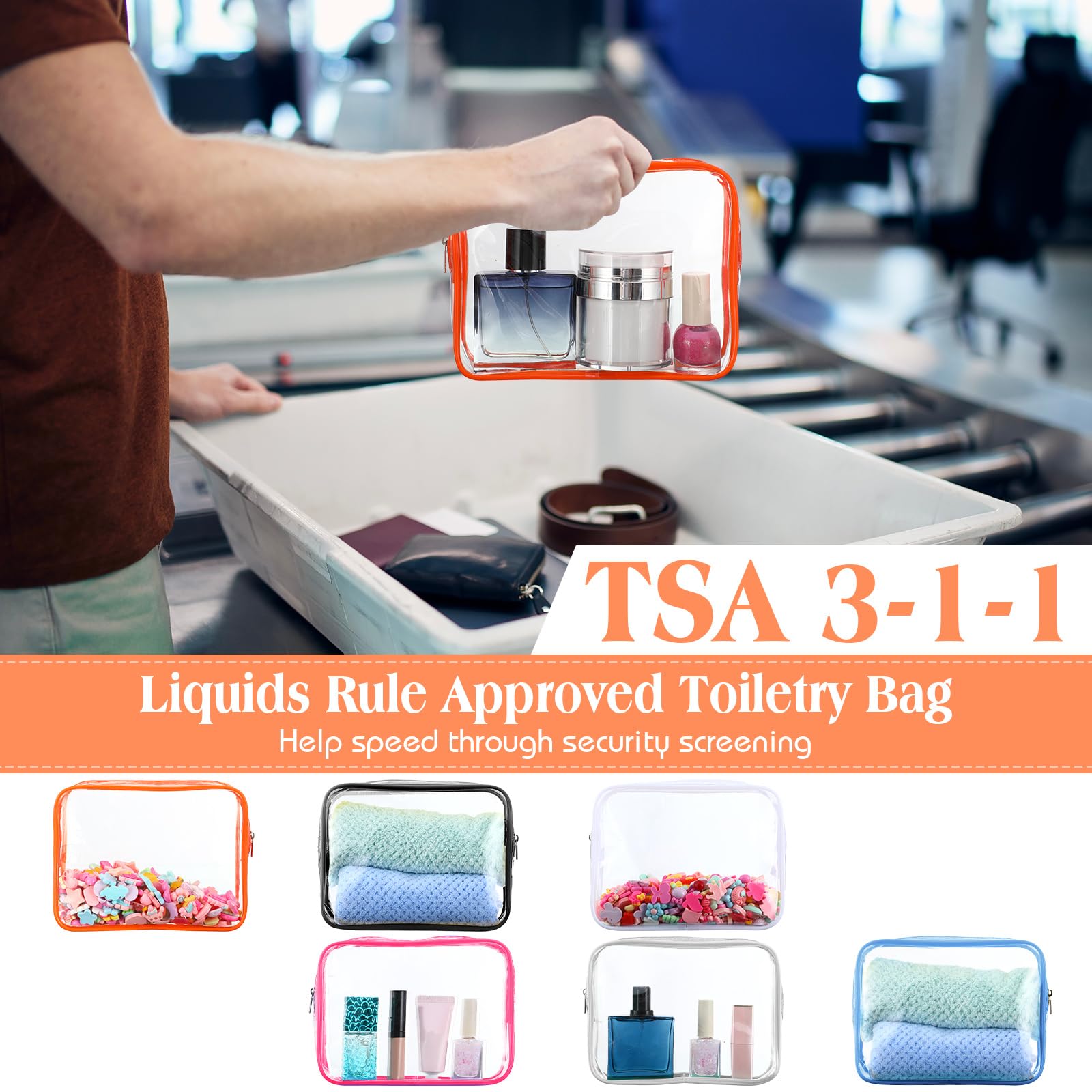 Kulturbeutel, transparent, TSA-geprüft, Kosmetiktasche, Make-up-Tasche, Reise-Tragetasche, Flughafen, Fluggesellschaften, für Damen, Herren, Sommer, Urlaub, Salon, Mutter, Geschenk, 60 Stück,