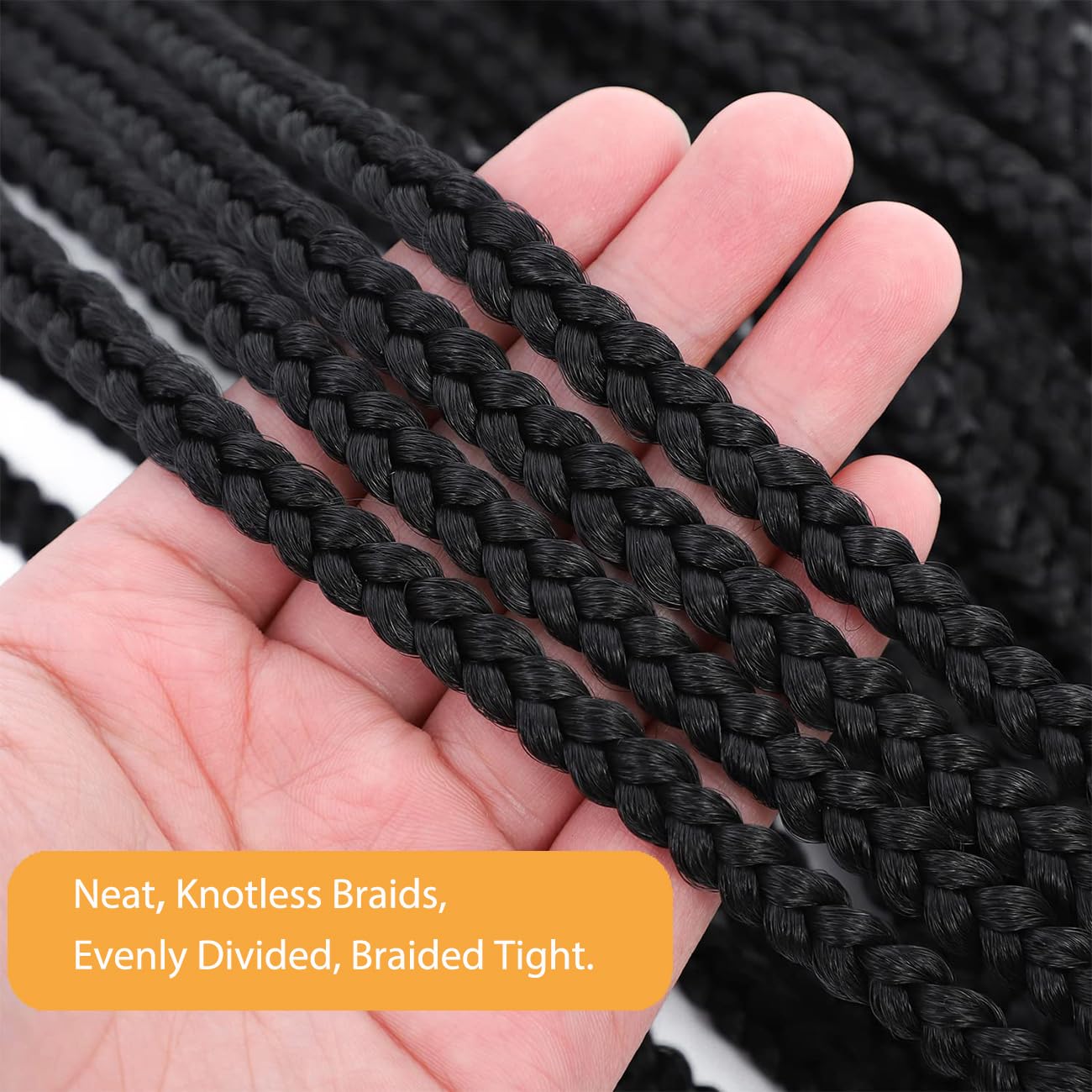 Crochet Box Braids, 6 Packs 18 inch 144 Strands Box Braids Crochet Hair Pre looped, Crochet Hair for Black Women Braiding Hair (18 inch 1B)