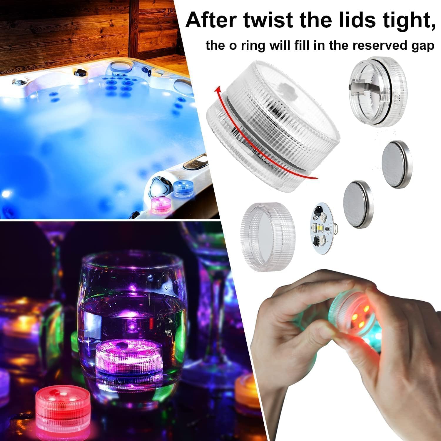 Mini Unterwasser Licht RGB Multi Mehrfarbige LED Teichbeleuchtung 10pcs Wasserdichte Teelichter mit Fernbedienung Multicolor Halloween Dekoration für Garten Aquarium Vase Badewanne Hochzeit Spa