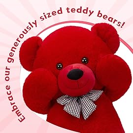 MaoGoLan Giant Teddy Bear Stuffed Animal 47inches,Red Classic Big Teddy Bear Plush Toy,Adorable and Fluffy Teddy Bear Gift for Christmas,Valentines Day,Baby Shower,Birthday,or Long Distance